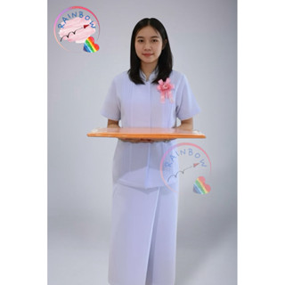 (เสื้อ+กระโปรง)ชุดปฏิบัติธรรมผู้หญิง ชุดอุบาสิกา เอวตะขอ ผ้า…