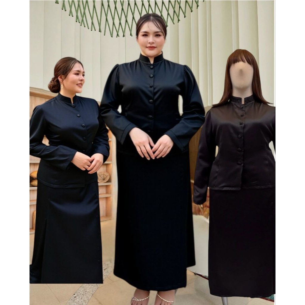ชุดไทยจิตรลดาสีดำสาวอวบอ้วน อก 38-60 นิ้ว