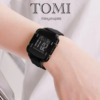 (M65) นาฬิกา TOMI รุ่นใหม่ ทรงเหลี่ยม ดิจิตอล กันน้ำ 100% ใส่ได้ทั้ง ชาย-หญิง (8สี)