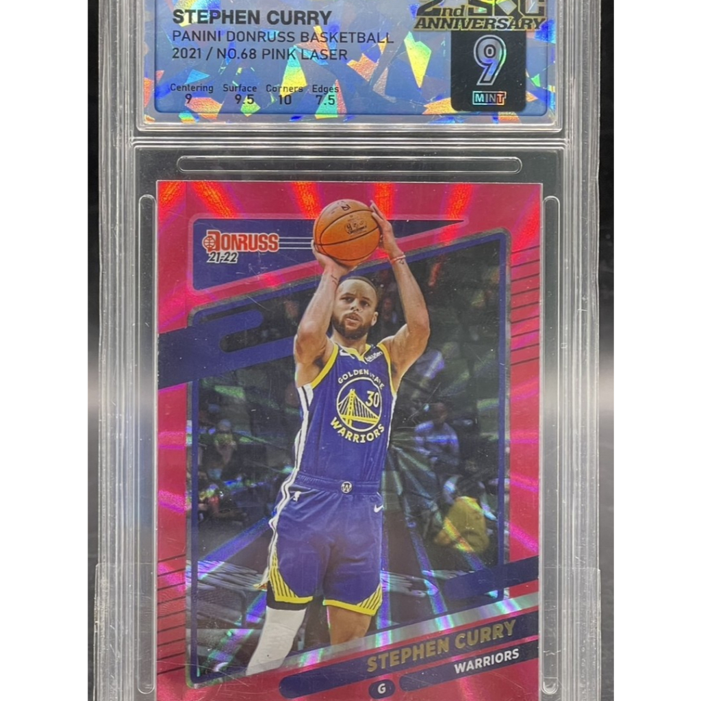 **Stephen Curry 2021-22 Panini Donruss No. 68 Pink Laser SQC 9 MINT Graded Card**