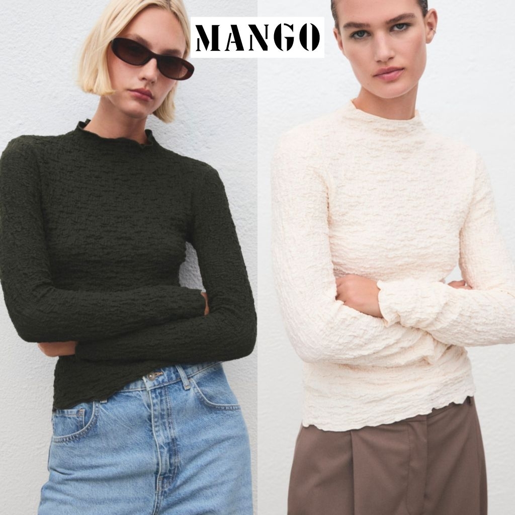 Mango เสื้อเครปเนื้อเท็กซ์เจอร์