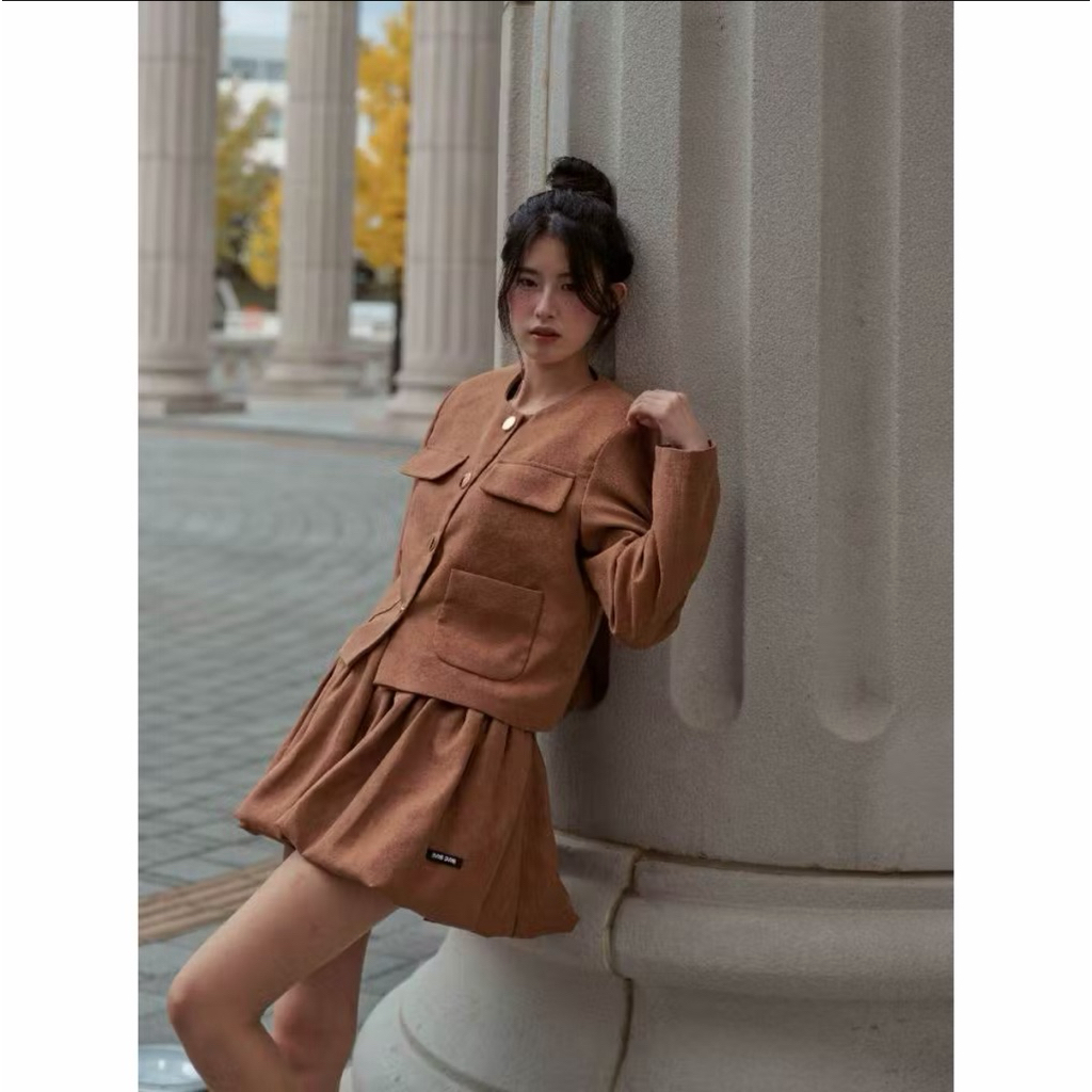 ส่งต่อ set bnk brand etoile bnk เสื้อ tokyo jacket skirt size s สี espresso