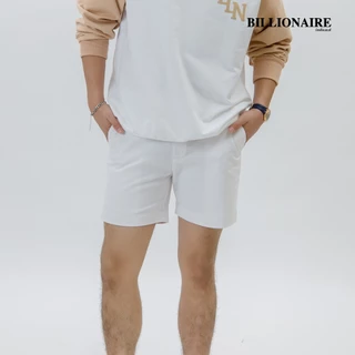 Billionaire | กางเกงขาสั้น15นิ้ว มีริบบิ้นกระเป๋าหลัง เนื้อผ้าคอตตอลชิโน่+สแปนเดก ระบายอากาศดี