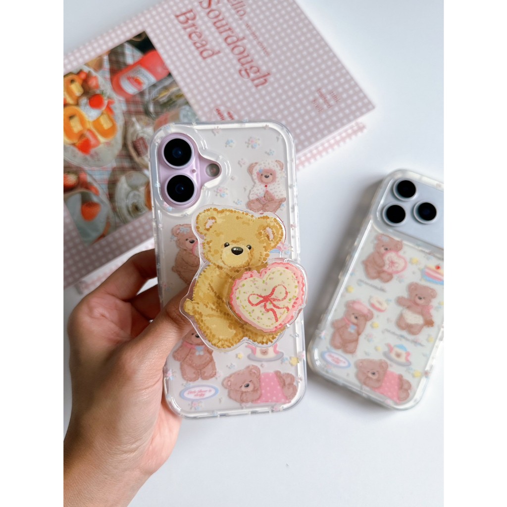 [i17] พร้อมส่งในไทย🐻หมี+ไอริงหัวหมุน R1888 เคสไอโฟน เคสน่ารัก ขอบนิ่ม สำหรับ iPHONE i14-17Promax