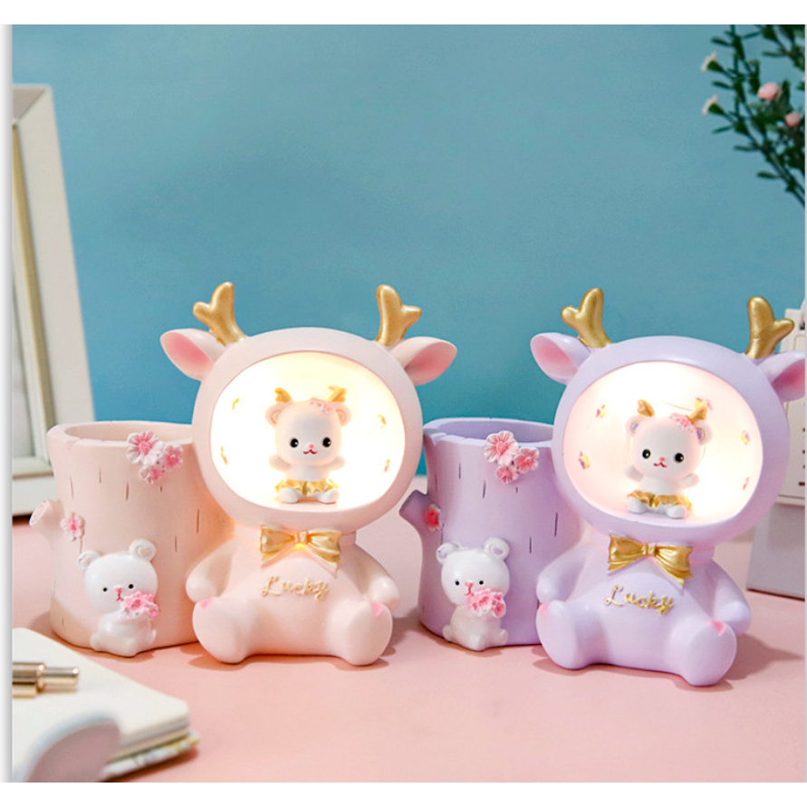 (🇹🇭พร้อมส่ง) ที่ใส่ปากกา มีไฟ กล่องใส่เครื่องเขียน กล่องใส่ปากกาตั้งโต๊ะ น่ารัก ส่งไว