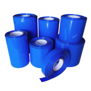 ท่อหด PVC ฟิล์มหด 50mm - 500mm ขนาดใหญ่ สีฟ้า ความร้อน ห่อแบตลิเธียม ใช้ไดร์ร้อนเป่า หุ้มแบต กันน้ำ กันเปื้อน กันช็อต