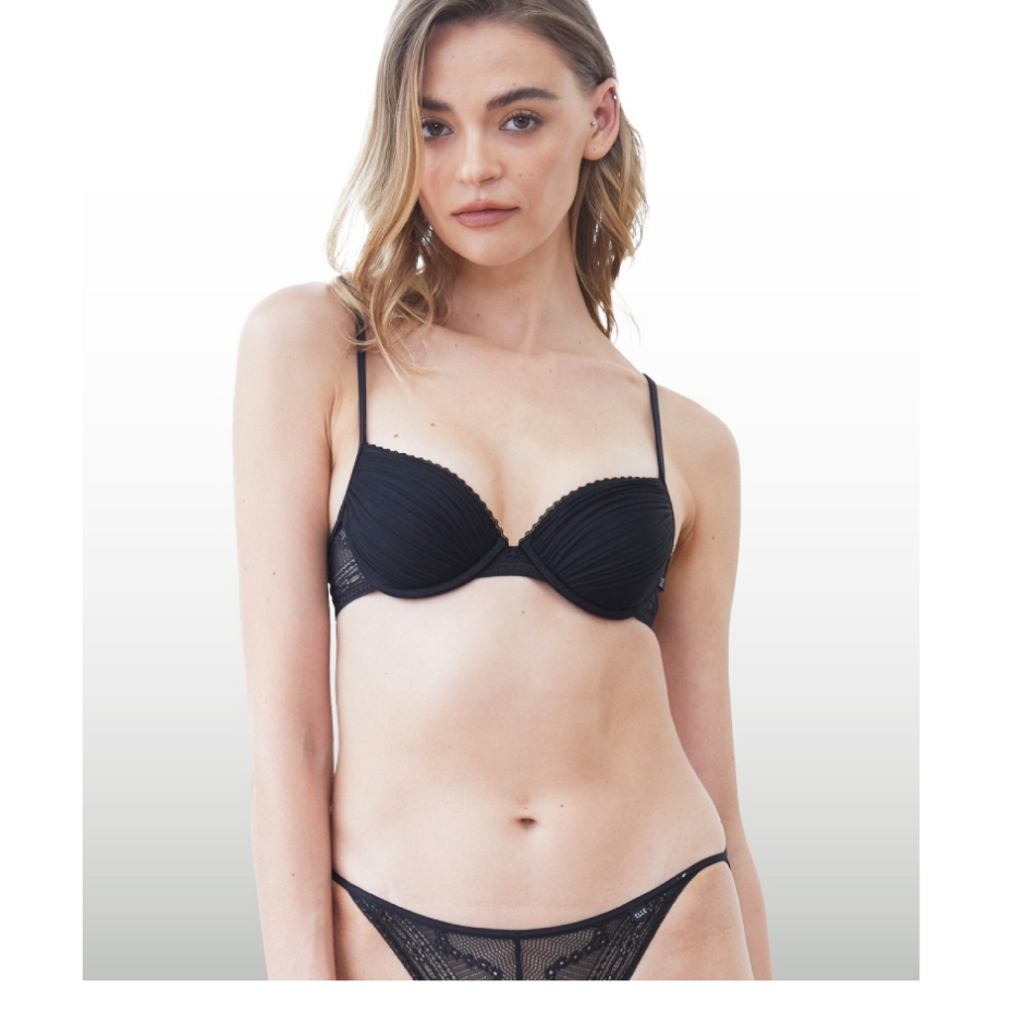 ELLE lingerie Moulded bra ยกทรงมีโครงเสริม PAD ฟองน้ำ แต่งพลีทและผ้าลูกไม้ - LB7502