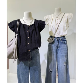 M1985 — เสื้อลูกไม้แขนระบายสุดหวาน เรียบแต่ดูแพง ใส่แล้วละมุนทุกองศา