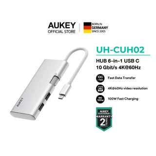 AUKEY UH-CUH02 ฮับ OfficeDok 6-in-1 USB-C Hub | HDMI 4K@60Hz + USB 10Gbps + PD 100W