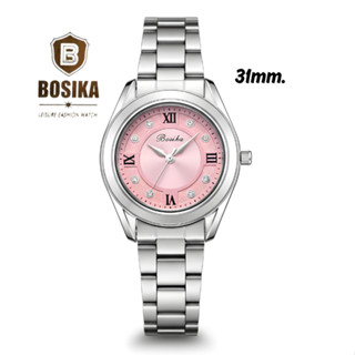 BOSIKA#BG-037 นาฬิกาข้อมือสายเลส หน้าปัด32มิล ดีไซน์เลขโรมัน…