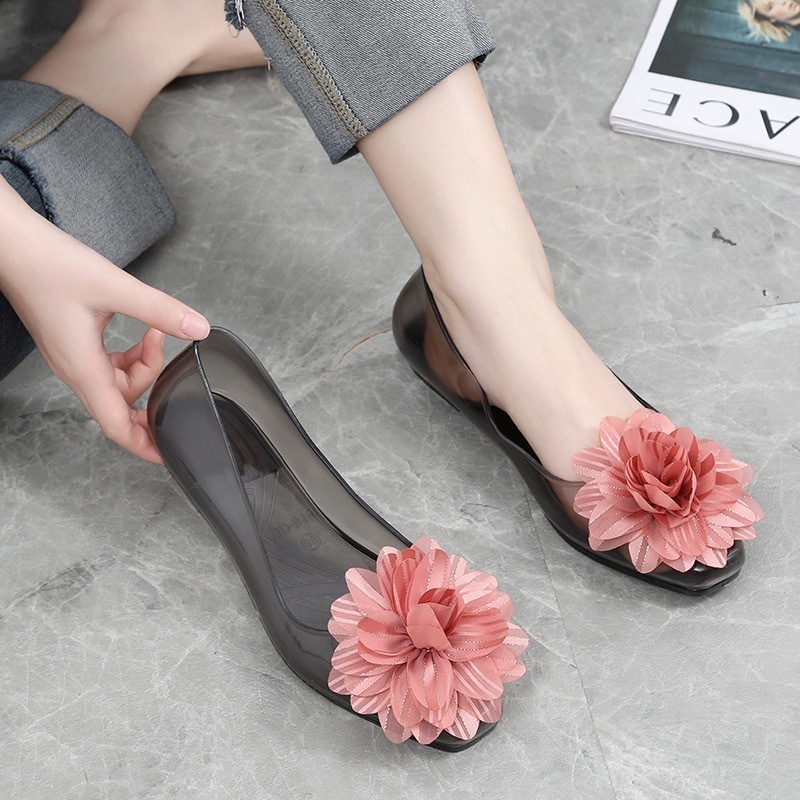 พร้อมส่งจากไทย【0088】รองเท้าคัชชูส้นแบนแต่งลายดอกไม้ใหญ่สวยหวานแซ่บเปรี้ยวใส่สบายกันลื่น tobo - รูปที่ 3