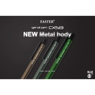 ปากกา Faster CX513 ปากกาลูกลื่น ฟาสเตอร์ ขนาด 0.5 มม.หมีกสีน้ำเงิน 3,6,12 ด้าม (Gel oil pens)