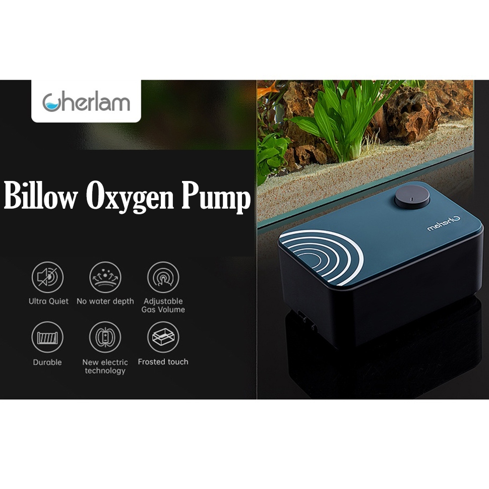 Cherlam Billow Oxygen Air Pump ปั๊มลมตู้ปลาเงียบ ประหยัดพลังงาน แรงดันสูง ออกซิเจนแรงสำหรับตู้ปลา และบ่อปลา