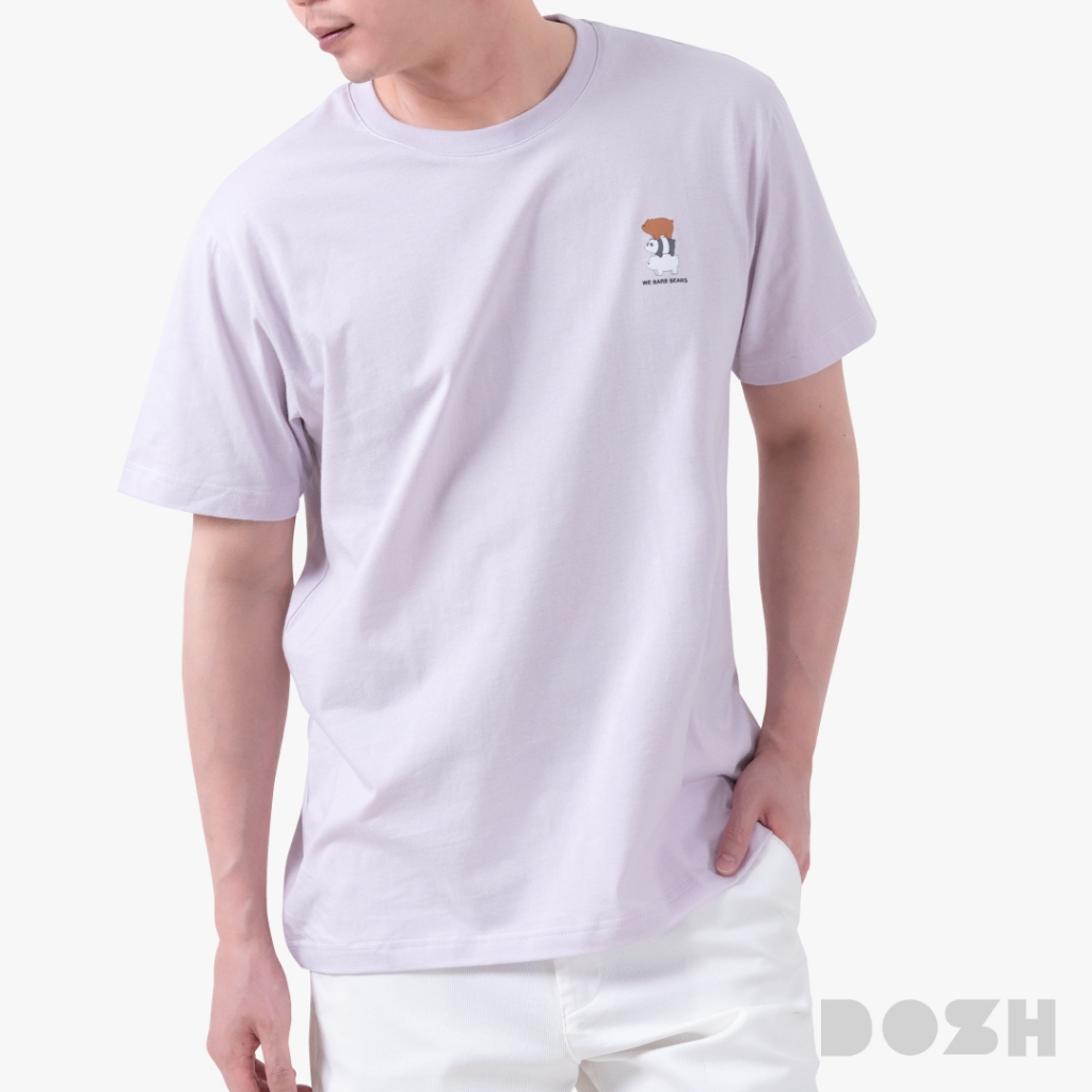 DOSH MEN'S BASIC T-SHIRTS WE BARE BEARS เสื้อยืดสีพื้นคอกลมผู้ชาย 3สี (ขาว-ม่วง-เขียว) DBBMT5097 (XS-XL) - รูปที่ 4