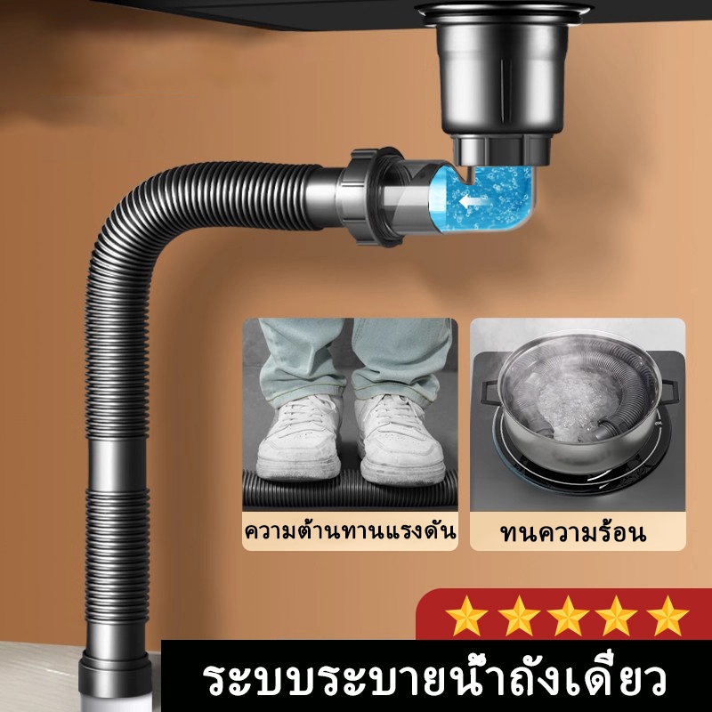 ท่อระบายน้ำถังเก็บน้ำ ชุดท่อระบายน้ำอ่างล้างจาน ชุดท่อระบายน้ำอ่างล้างจาน ป้องกันกลิ่นและแมลง