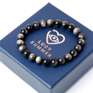 LUCYSUMMER กำไลข้อมือหินแท้ Silver Obsidian AAAAAAAA ขนาด 6-…