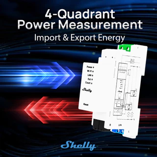 Shelly Pro EM 50A Wifi ติดตั้งบนราง DIN มิเตอร์วัดพลังงานเฟสเดียว 2 ช่องพร้อมสวิตช์รวมพร้อมคอนแทคเตอร์ควบคุม