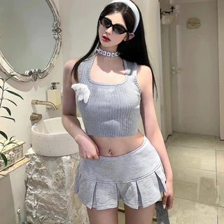 Elly พร้อมส่ง🍒กระโปรงพลีตสั้น💕 มีซับใน เอวต่ำ mini skirt เซ็กซี่แฟชั่นผู้หญิ กระโปรงทรงเอ สำหรับนักศึกษา ไปเที่ยว Y2K