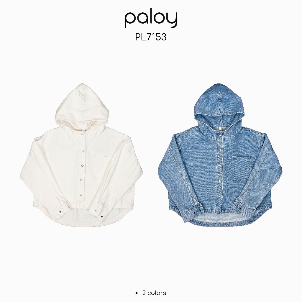 Paloy - PL7153 เสื้อฮู้ดยีนส์แต่งกระเป๋าหน้า