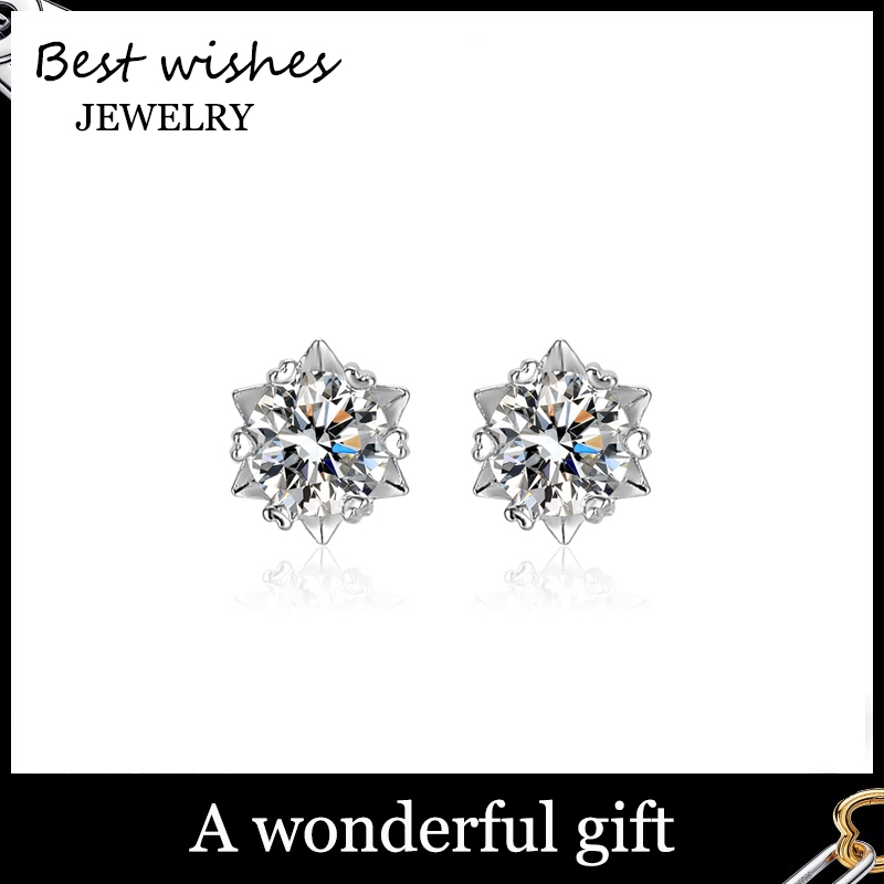 WG Jewelry ต่างหู ต่างหูเพชร เรียบง่าย ต่างหูแฟชั่น WG-E016 ของขวัญ