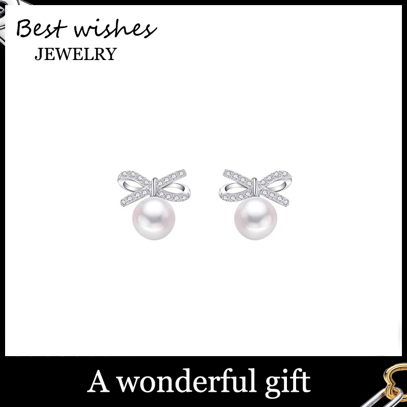 WG Jewelry ต่างหู แหวนหูมุก แบบเดียวกับสตาร์ ต่างหูแฟชั่น WG-E018 ของขวัญ