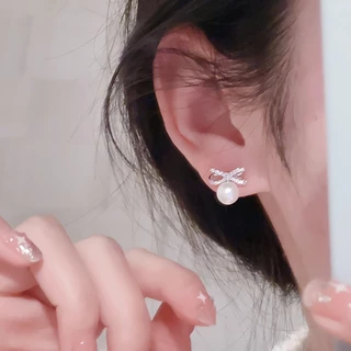 WG Jewelry ต่างหู แหวนหูมุก แบบเดียวกับสตาร์ ต่างหูแฟชั่น WG-E018 ของขวัญ