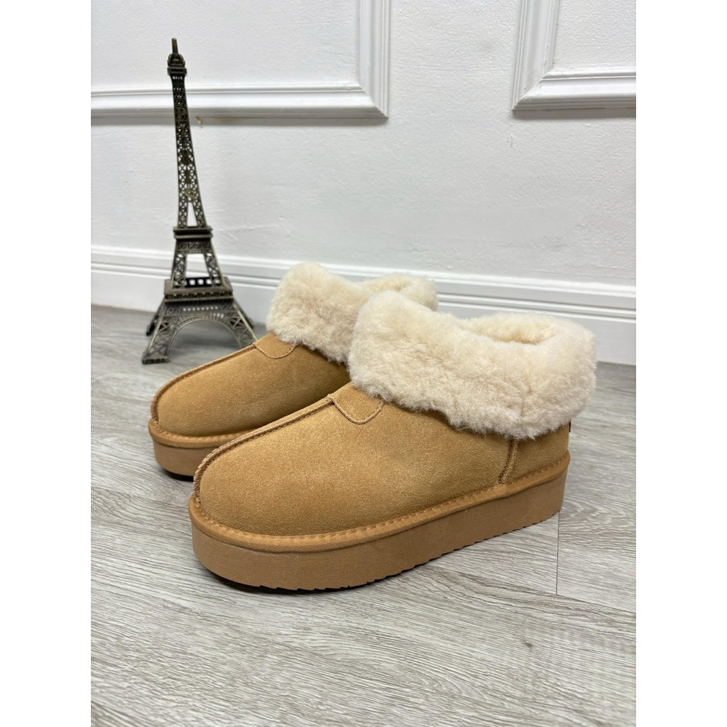 Crazy Snow รองเท้าบูทบุขนลุยหิมะได้ หนังกลับ รุ่น Jennie Puffy