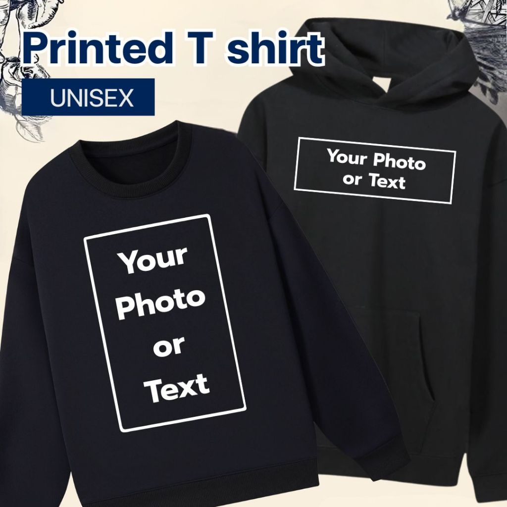เสื้อแขนยาว เสื้อฮู้ด สกรีนโลโก้ Your design รับสกรีนเสื้อตามสั่ง รูปภาพและข้อความไม่มีขั้นต่ำ​ #8218,8889,9898-DZ