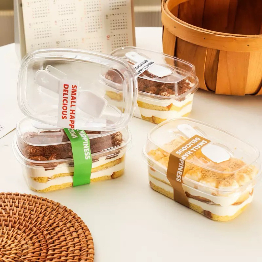 B027 พร้อมส่ง!(แพค25) กล่องใส่ขนม กล่องอเนกประสงค์พร้อมช้อน