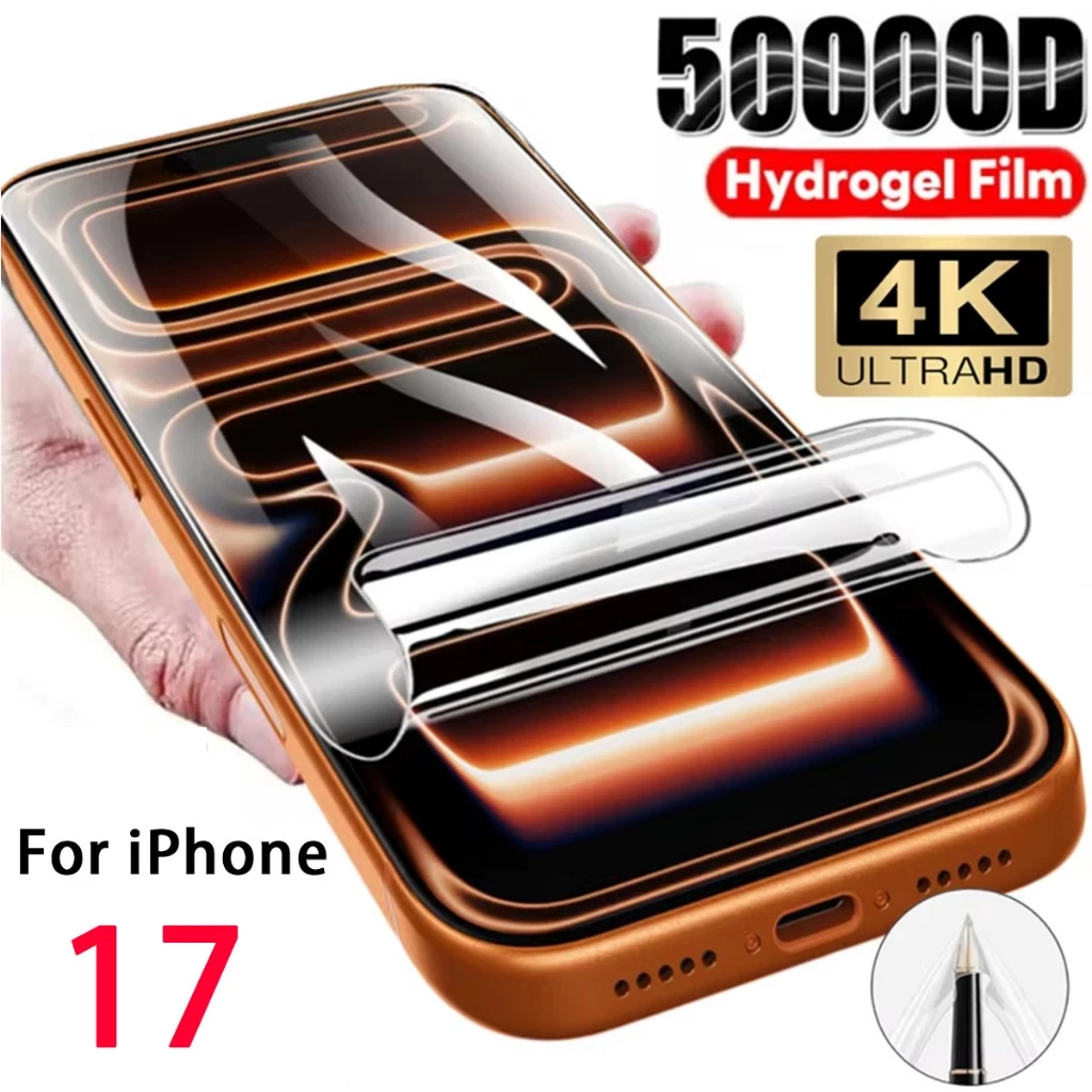✅✅1PCS ฟิล์มไฮโดรเจลส For iPhone 17 15 11 14 13 12 16 Pro Max Air XS Max XR 6 7 8 Plus SE เต็มฝาครอบป้องกันหน้าจอสำหรับ