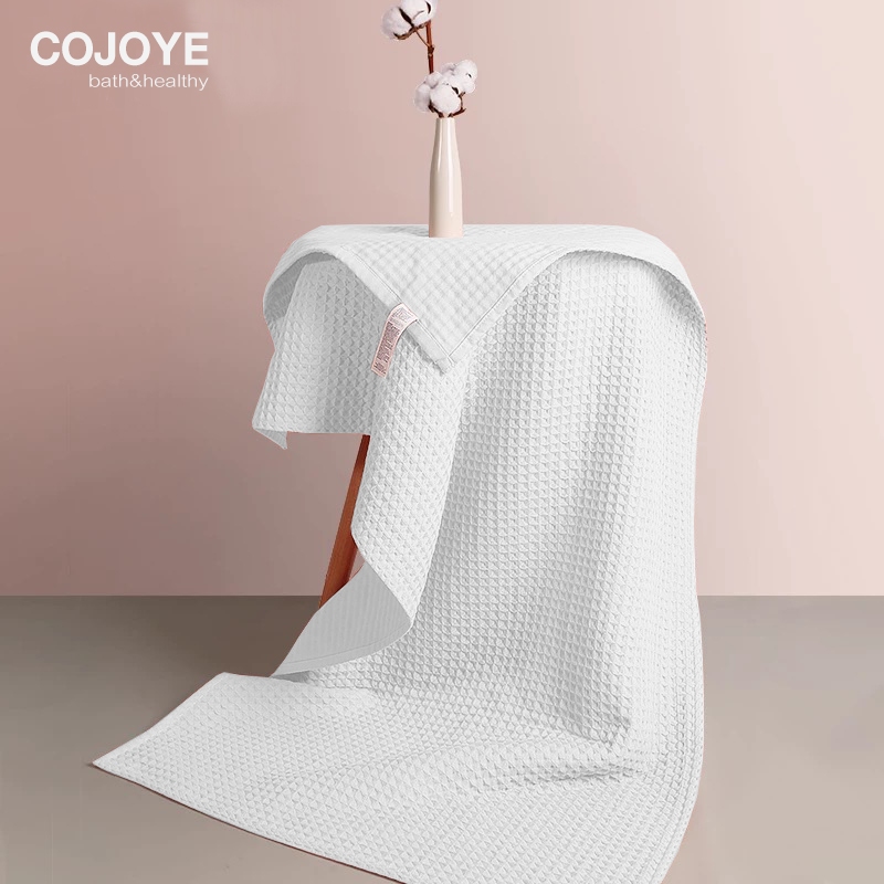 COJOYE ผ้าเช็ดตัว ผ้าเช็ดตัววาฟเฟิล Cotton100% ผ้าขนหนูซืมน๊้าเร็ว เเห็งเร็ว ผ้าขนหนู ไม่หลุดร่วง - รูปที่ 7