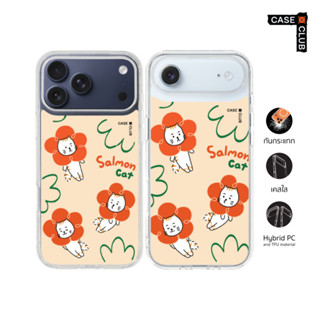 CaseClub เคสไอโฟน เคสใส ลาย Salmon Cat Flower สำหรับ i17 Pro…