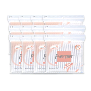 (ยกแพ็ค) เอเวอร์กรีน สำลีก้านมินิ 100 ก้านถุง - แพ็ค 12 ชิ้น / Evergreen Cotton Bud Mini 100 pcs. (Pack 12)
