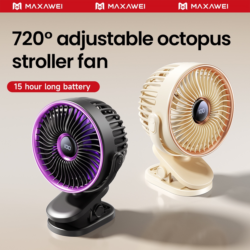 MAXAWEI พัดลมตั้งโต๊ะ ความเร็วสูง พัดลมติดผนัง ทํางานเงียบ พัดลมพกพา 5 ระดับความเร็ว เหมาะสำหรับการตั้งแคมป์กลางแจ้ง