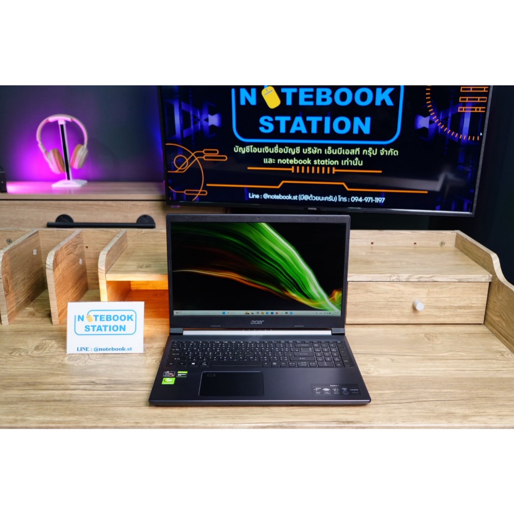 Acer Aspire 7 Ryzen7-5700U GTX-1650(4GB) RAM8 SSD512 จอ15.6 FHD 144Hz สเปคสูง มีการ์ดจอแยก คีย์บอร์ด