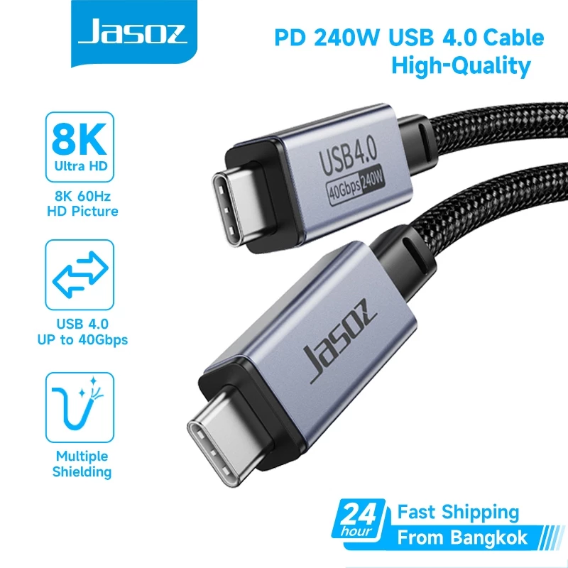 Jasoz USB C To USB C Cable 4 Gen 40Gbps 240W Data Transfer Type C Cable Fast Charging 17Pro Max