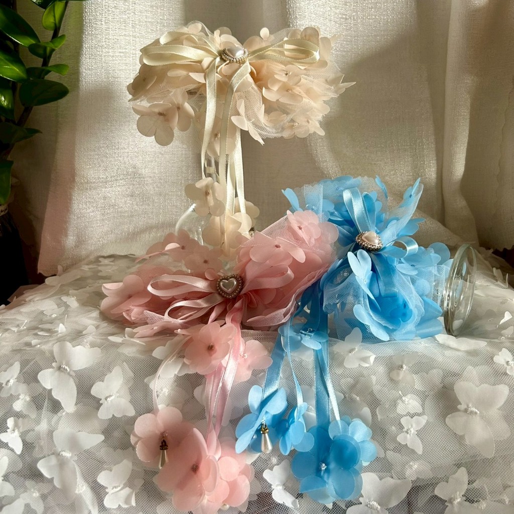 A0002 Floret Series 🎀 โบว์ติดผมแฮนด์เมด 🌸ขนาดใหญ่ จัมโบ้ ดอกไม้ 3D ฟูฟ่อง สไตล์เจ้าหญิง ออกงาน พรีเม