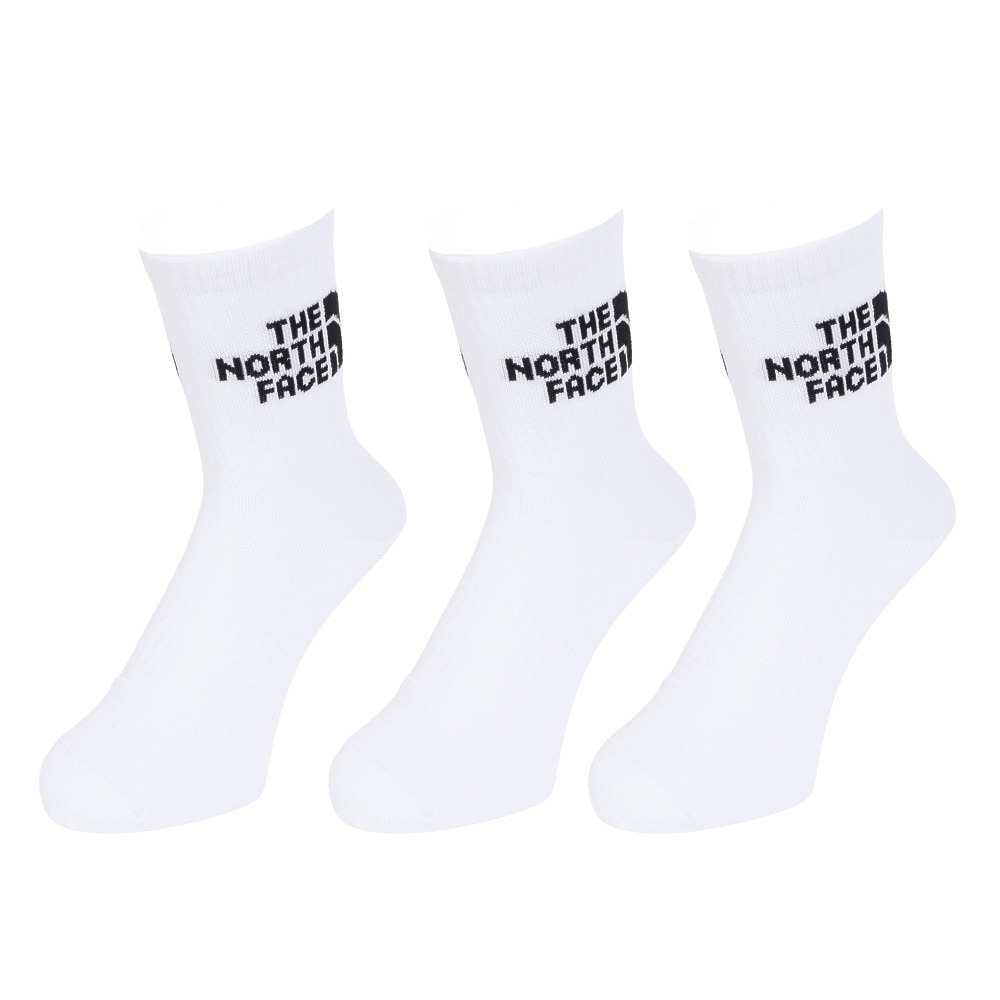 THE NORTH FACE TNF Jacquard Logo 3P Crew Socks NN82411-WK ถุงเท้า สีขาว-ดำ ทอแจ็คการ์ด โลโก้ 1ชุด 3ค
