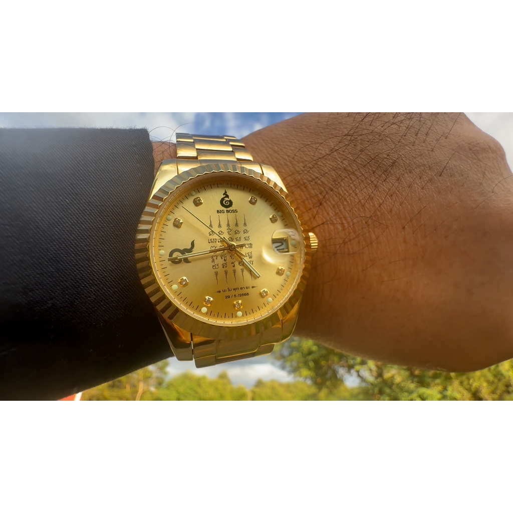 นาฬิกา Big Boss ยันต์ห้าแถว สีทองคำมียันต์มหามงคล