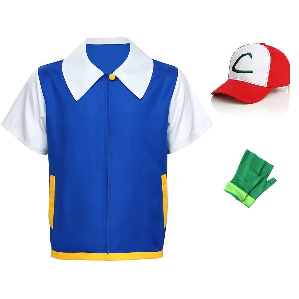 ส่งด่วน ชุดคอสเพลย์ชาโตชิ Ash Ketchum Pokemon trainer cosplay suit Satoshi นักจับโปเกม่อน ชุดฮาโลวีน 18041