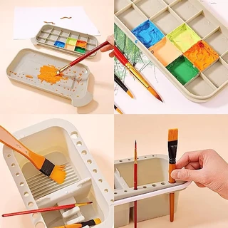 O&D Color ถังล้างแปรง 3 ใน 1 พร้อมจานสีสีสีน้ำกรณีปากกาทำความสะอาดชุดแปรงถืออุปกรณ์ศิลปะ Paint Brush Rinser
