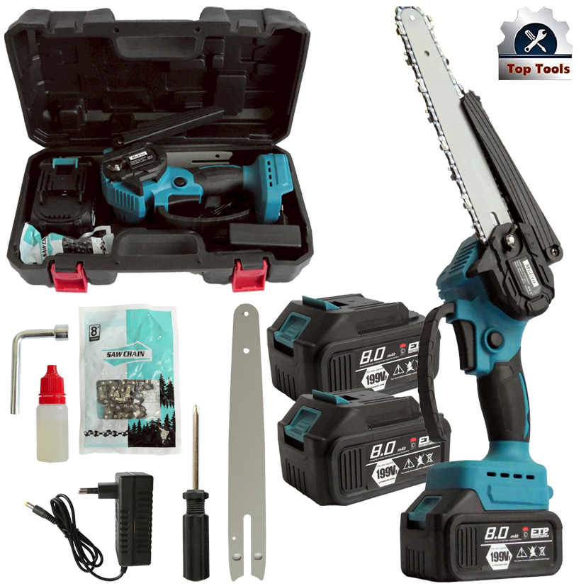 MOLITA เลื่อยโซ่แบตเตอรี่ไร้สาย เลื่อยไฟฟ้าแบต 2800W เลื่อยโซ่ 8 นิ้ว เครื่องตัด เลื่อยไฟฟ้า 199V (แบต 2ก้อน) เลื่อยโซ่ไ