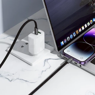 hoco. X125 สายถักไนลอน รองรับการชาร์จรวดเร็ว 60W รองรับ PD ชาร์จเร็ว เข้ากันได้ TypeC/Li ความยาวหนึ่งเมตร