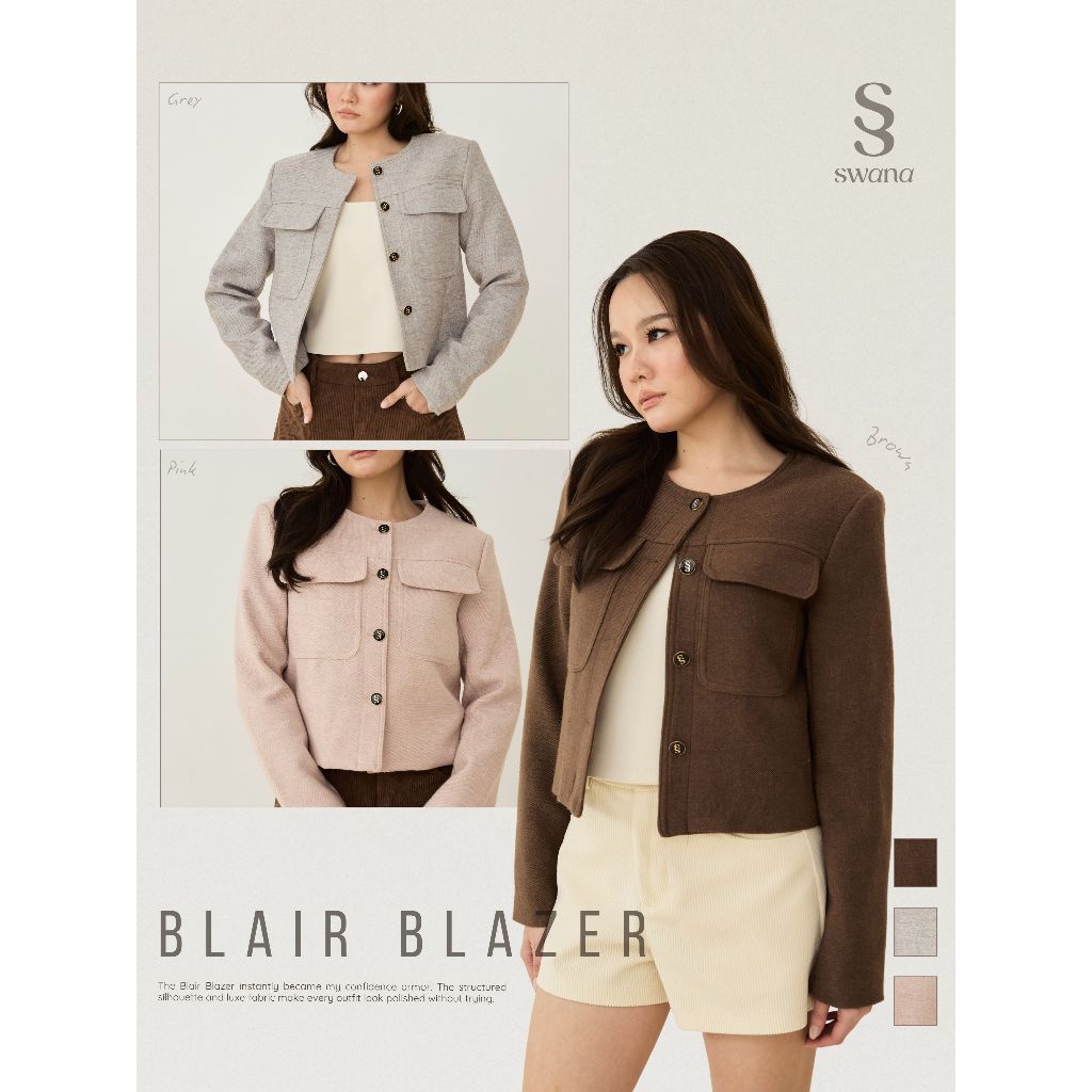 Swana.ss - Blair blazer top (S-XL) แค่เสื้อ  เสื้อเบรเซอร์ แขนยาว