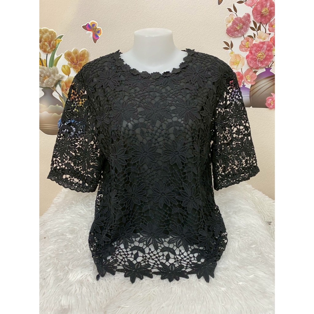 เสื้อลูกไม้ เสื้อลูกไม้สีดำ เสื้อผ้าแฟชั่นสาวอวบ ผู้หญิง อก42/46/52/56นิ้ว รุ่น4205-5605ดาวกระจาย รูปที่ 4