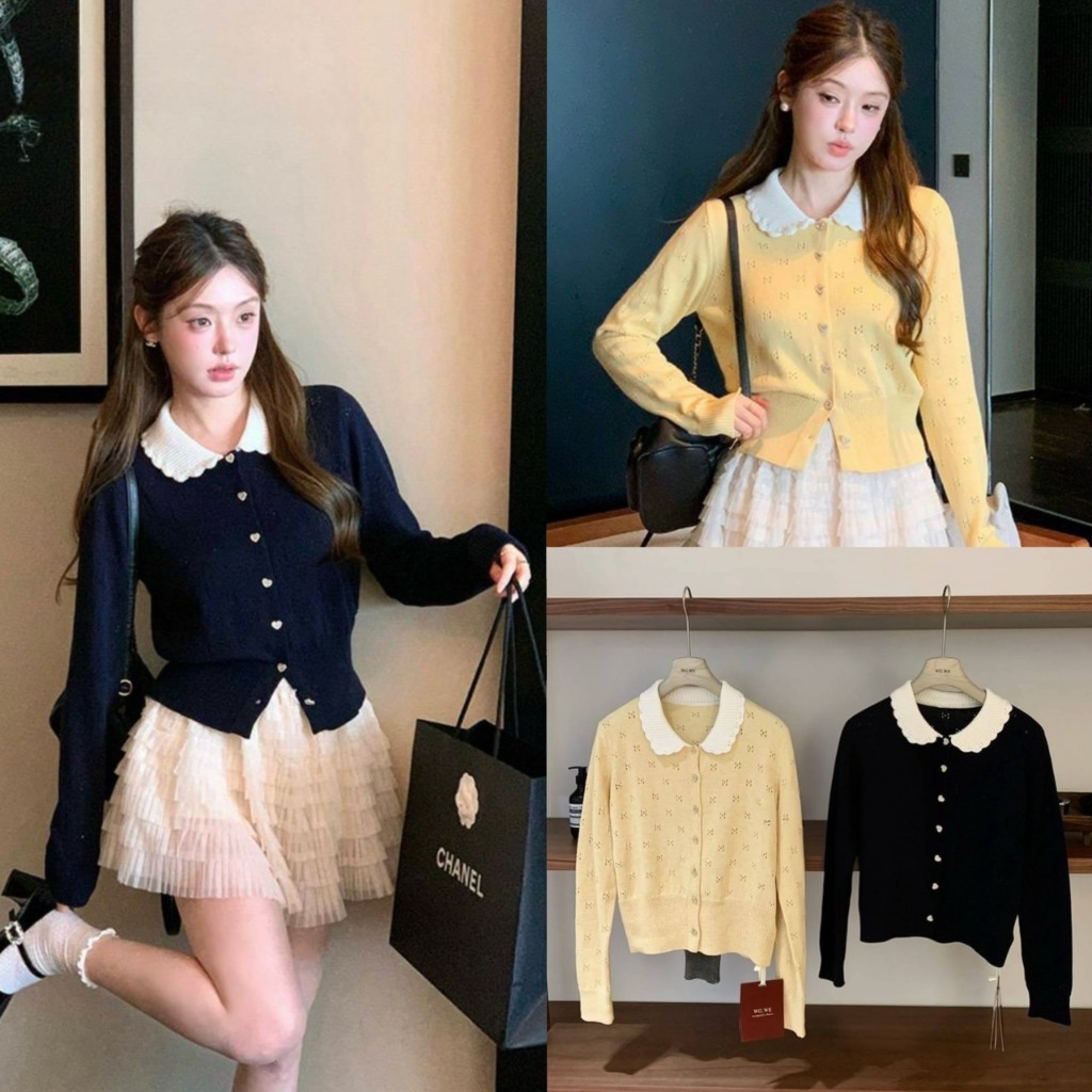 เสื้อไหมพรมแขนยาวคอปกบัวรุ่น 7612 TAG WG.WE 🇰🇷