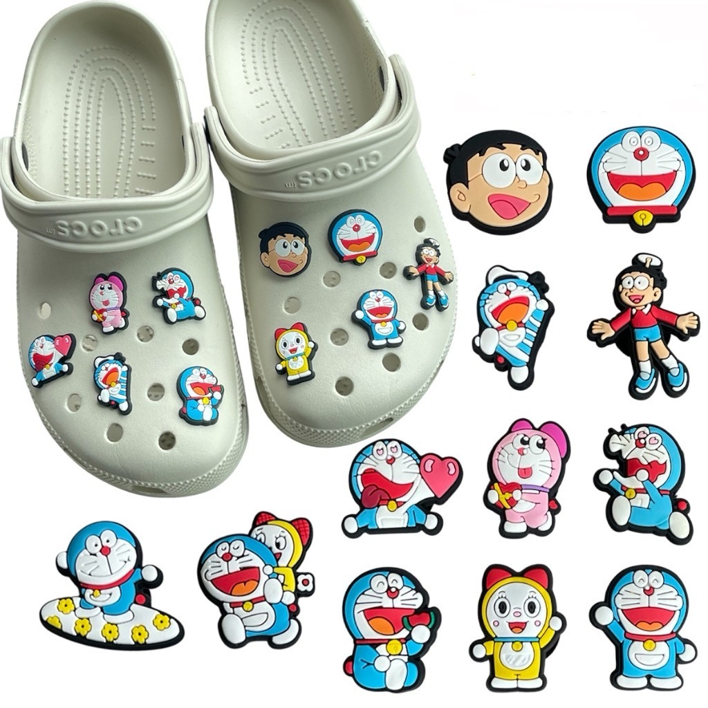 พร้อมส่ง โดราเอมอน ตัวติดตกแต่งรองเท้า ตัวติดรองเท้า crocs ที่ติดรองเท้า Doraemon DIY