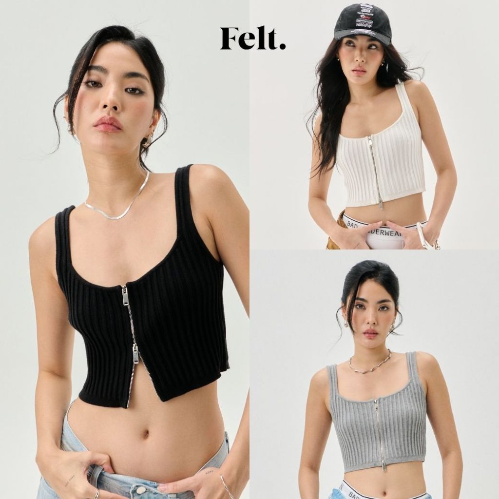 Felt.bkk Riga Zip Crop Top เสื้อแขนกุดคร๊อปซิปกลางสามารถรูดได้ทั้ง บน และ ล่าง
