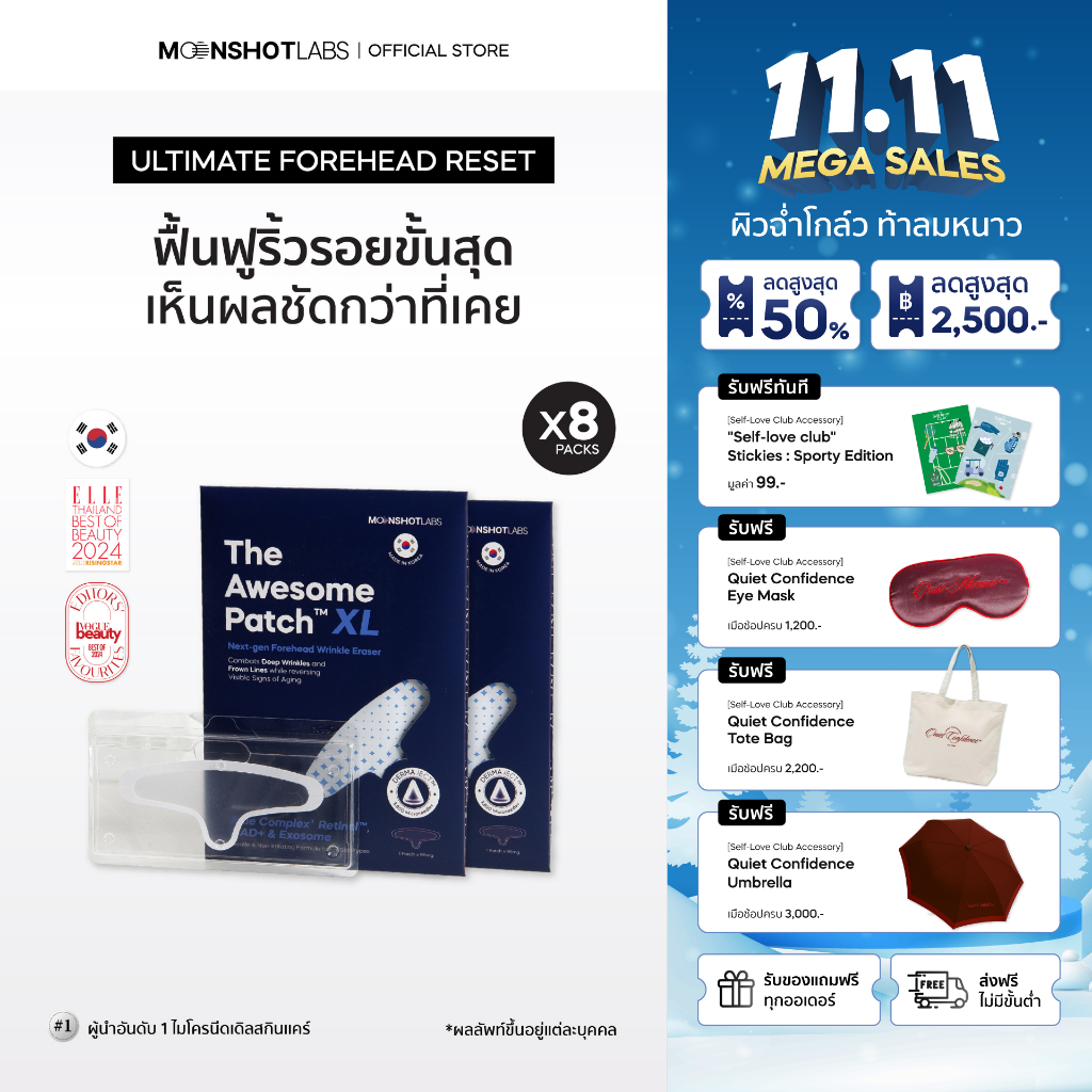 [8 Packs] The Awesome Patch XL – แผ่นไมโครนีดเดิล 3,800 เข็ม |By Moonshot Labs (Moonshot Skincare)สำ