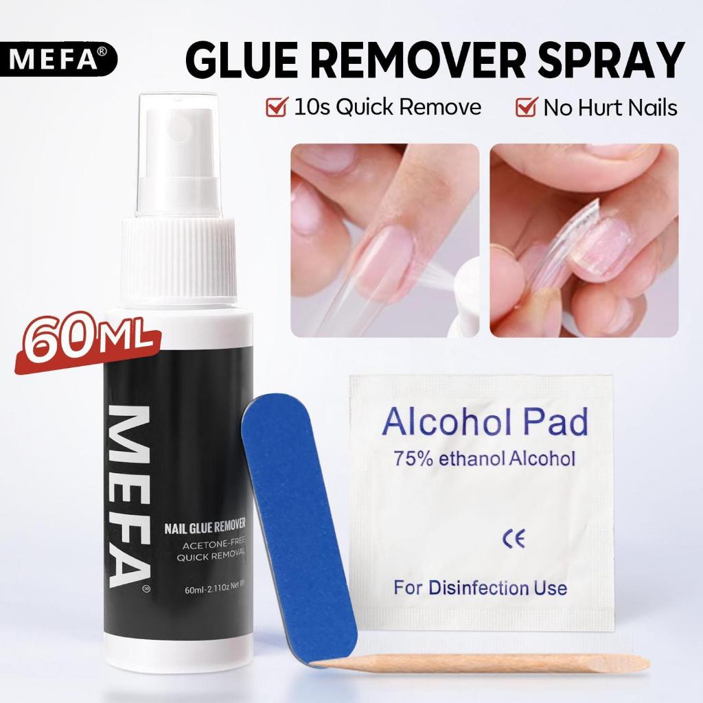 MEFA สเปรย์ถอดเล็บ 60 ML 4ชิ้น น้ำยาละลายกาวติดเล็บ ไม่ทำร้ายเล็บ ลบเล็บปลอมอย่างรวดเร็ว